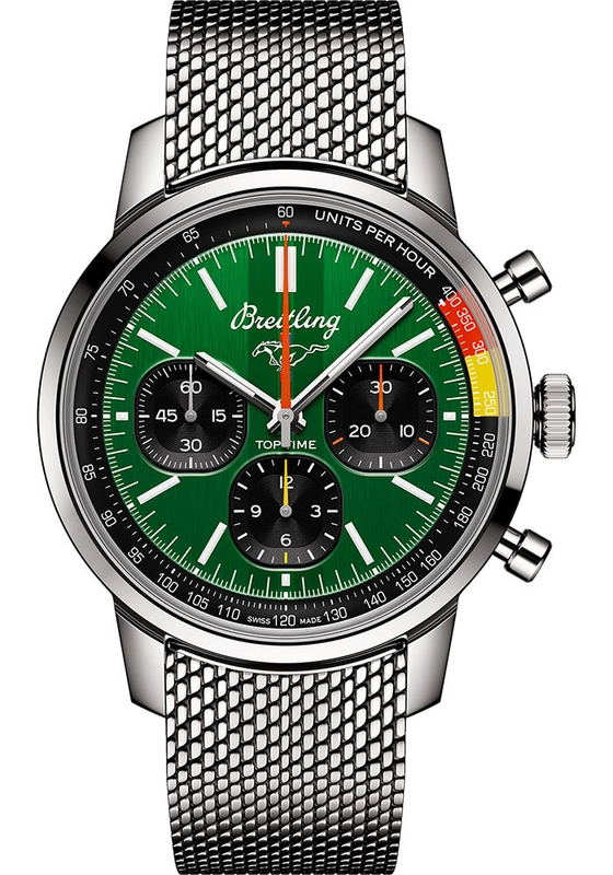 Breitling Top Time B01 Green Dial on Bracelet Ref. AB01762A1L1A1 Card 2025