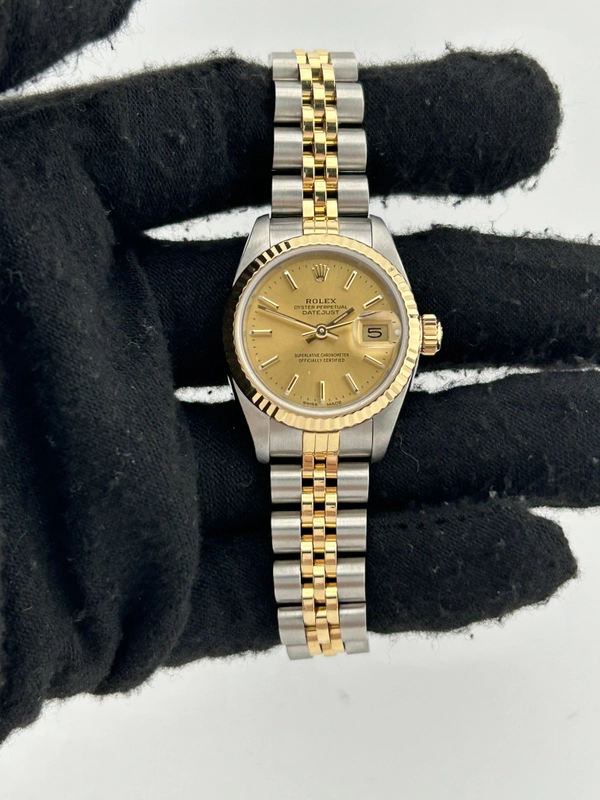 Rolex Datejust Lady Champagne Stick Dial on Jubilee D Link Bracelet Ref. 69173 Card view 2