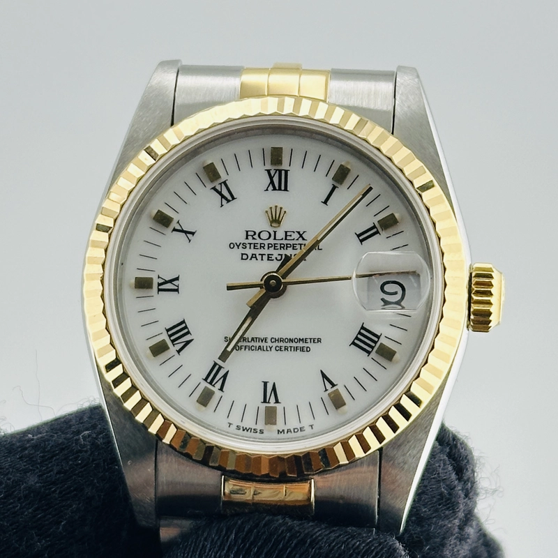 Rolex Datejust White Roman Dial on D Link Jubilee Bracelet Ref. 68273 Papers 1995 view 3