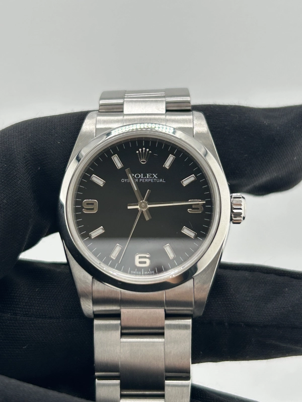 Rolex Oyster Perpetual Black Dial on Oyster Ref. 77080 Papers 2003 view 3
