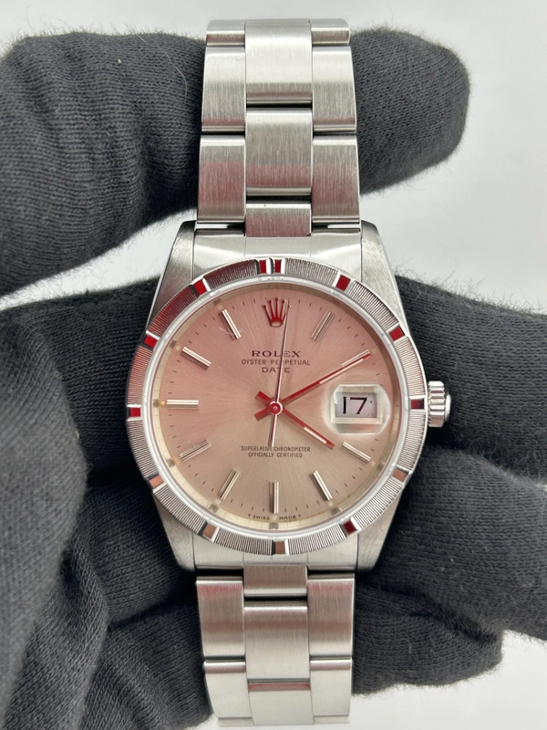 Rolex Oyster Perpetual Date Silver Stick Dial on Oyster Ref. 15210 1990 view 2