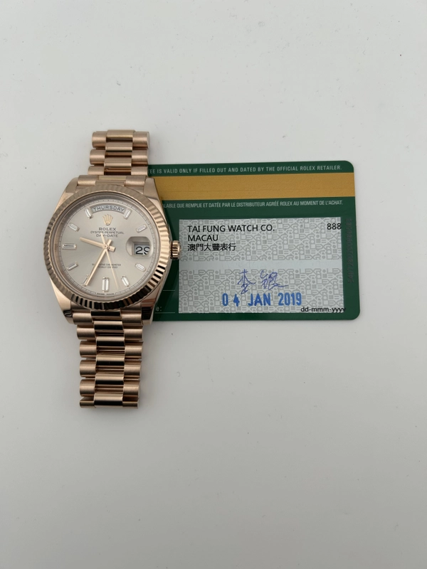 Rolex Day-Date 40 Sundust Baguette Cut Diamond Dial on President Ref. 228235 Card 2019 view 7