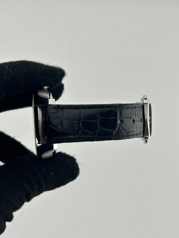 Omega De Ville Silver Roman Dial on Leather Ref. 433.13.41.21.02.001 Complete Open Date view 5