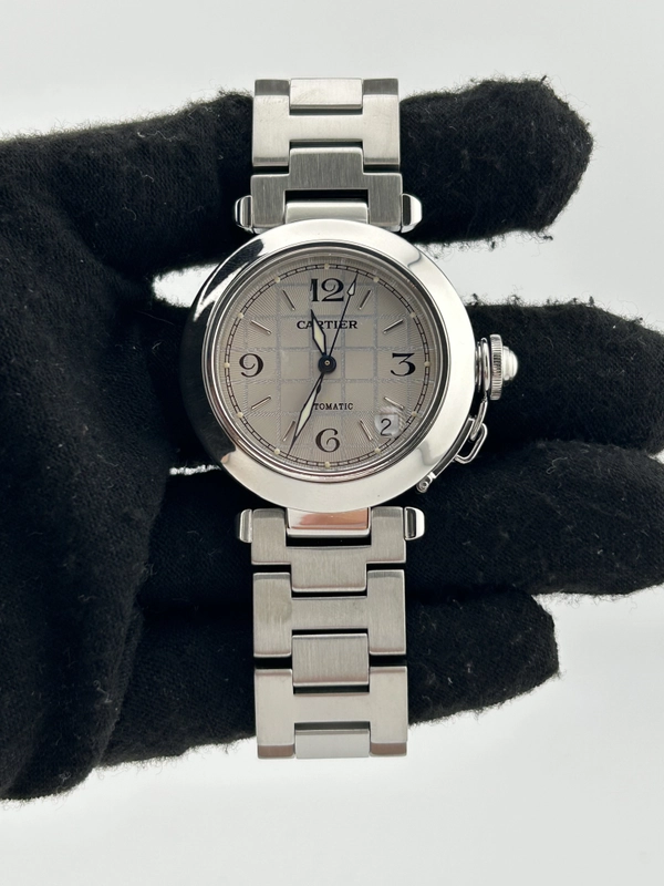 Cartier Pasha C Grey Dial on Stainless Steel Bracelet Ref. W31023M7 view 2