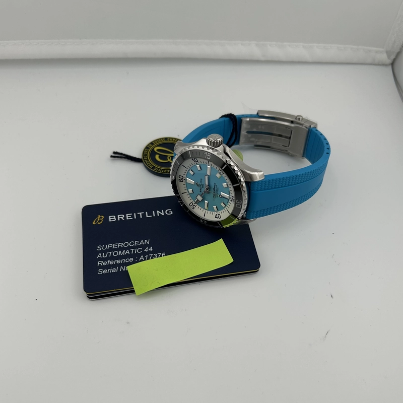 Breitling Superocean Automatic Turquoise Dial on Rubber Strap Ref. A17376211L2S2 Card 2026 view 7