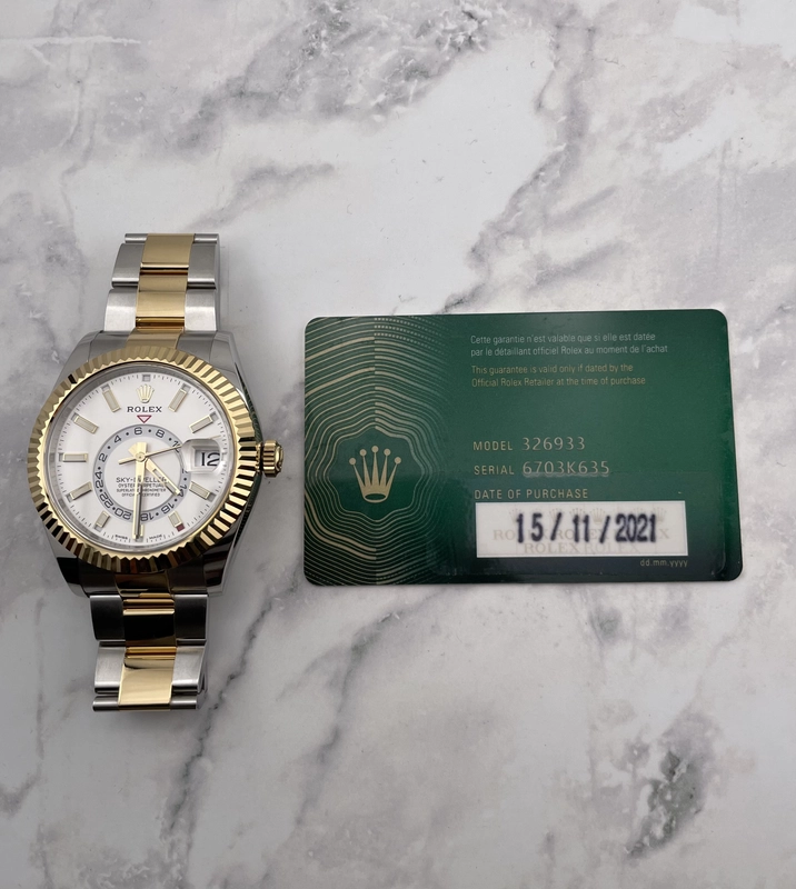 Rolex SkyDweller White Dial on Oyster Ref. 326933 Card 2021 view 7