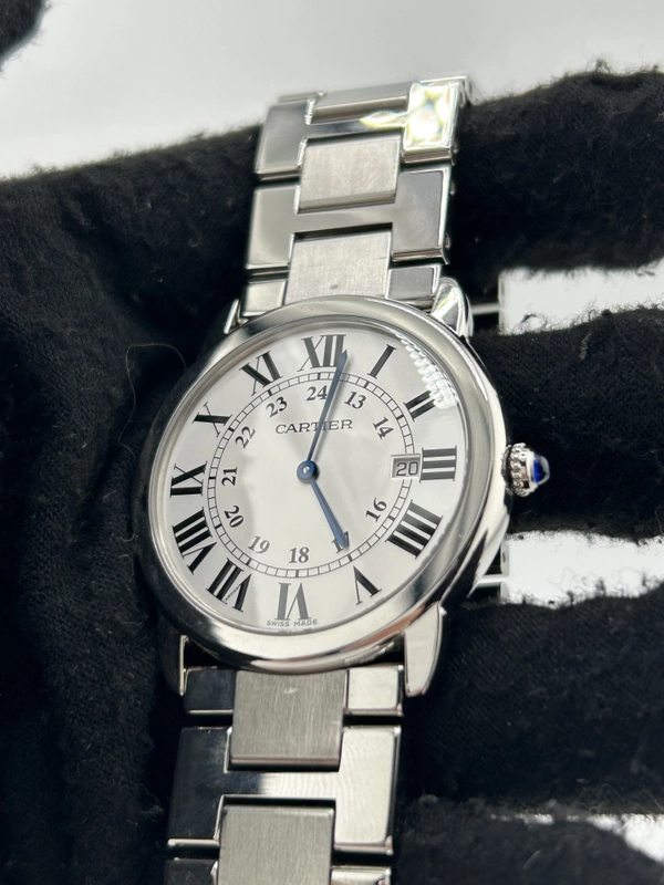 Cartier Ronde Solo Silver Roman Numerals Dial on Stainless Steel Bracelet Ref. W6701005 Papers 2016 view 3