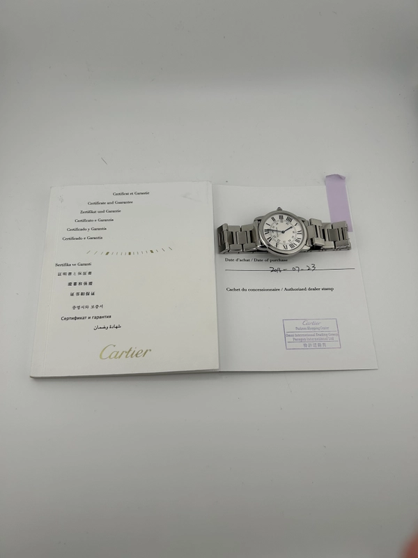 Cartier Ronde Solo Silver Roman Numerals Dial on Stainless Steel Bracelet Ref. W6701005 Papers 2016 view 7