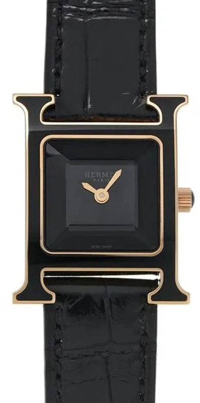 Hermes H Black Dial on Leather Ref. HH1.270B Papers