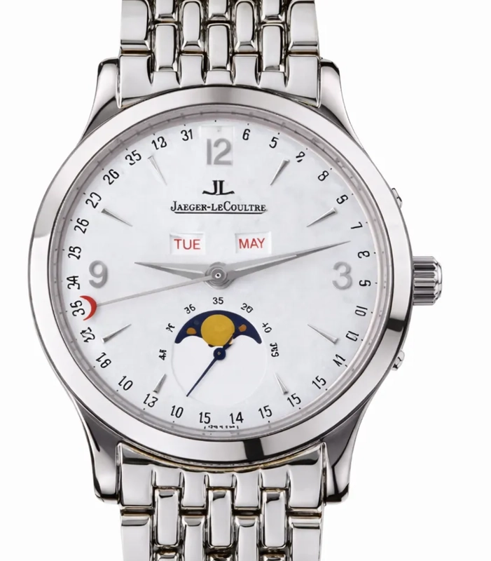 Jaeger Le Coultre Master Moon/Master Calendar Silver Dial on Stainless Steel Bracelet Ref. 140.8.98.S/Q143812A Complete 2003