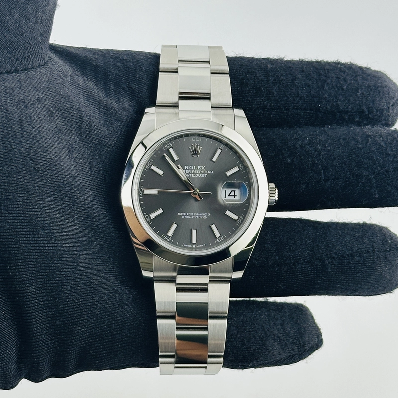 Rolex Datejust Dark Rhodium Dial on Oyster Bracelet Ref. 126300 Card 2026 view 3