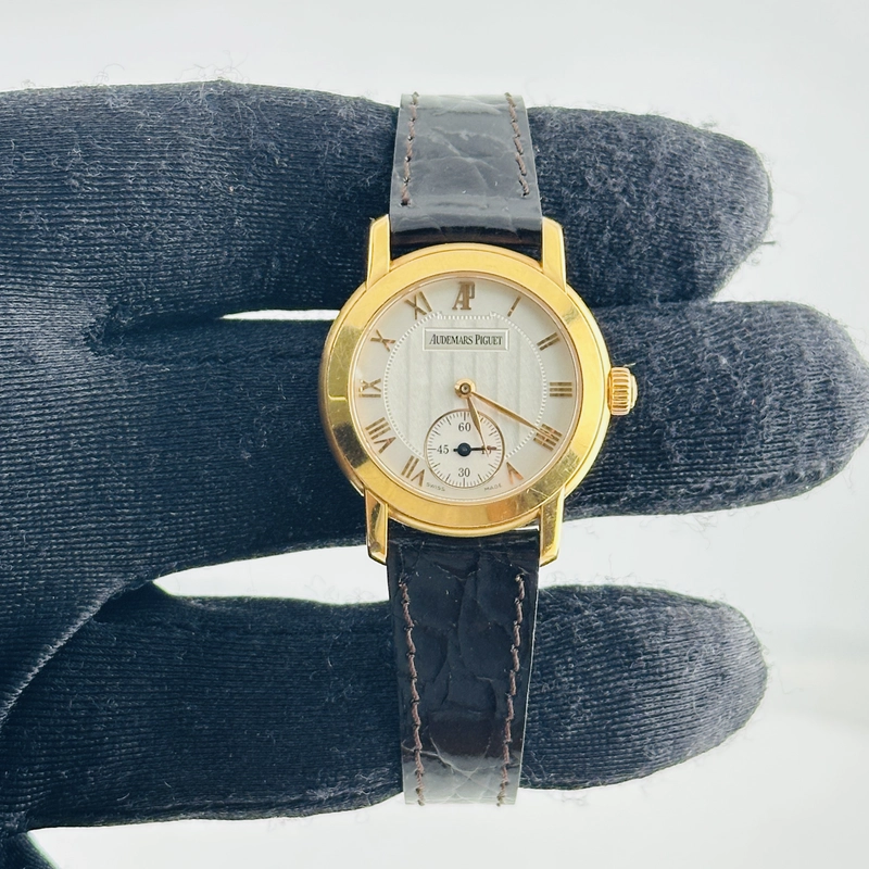 Audemars Piguet Jules Audemars Silver / Rose Gold Roman Numerals Dial on Og Leather Strap Am Buckle Ref. 77208OR view 2