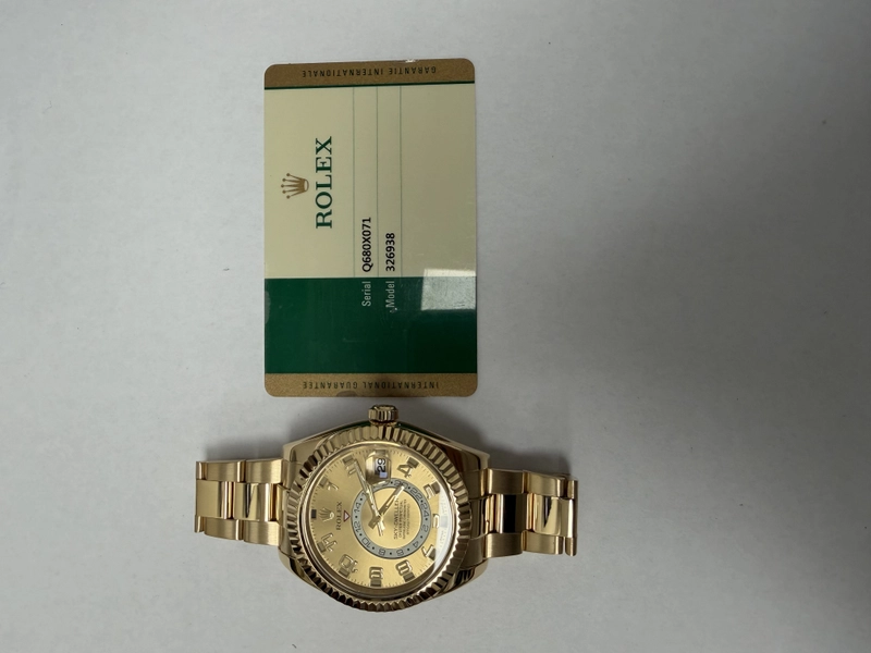 Rolex Sky Dweller Champagne Sunray Arabic Dial on Oyster Bracelet Ref. 326938 Card 2018 view 6