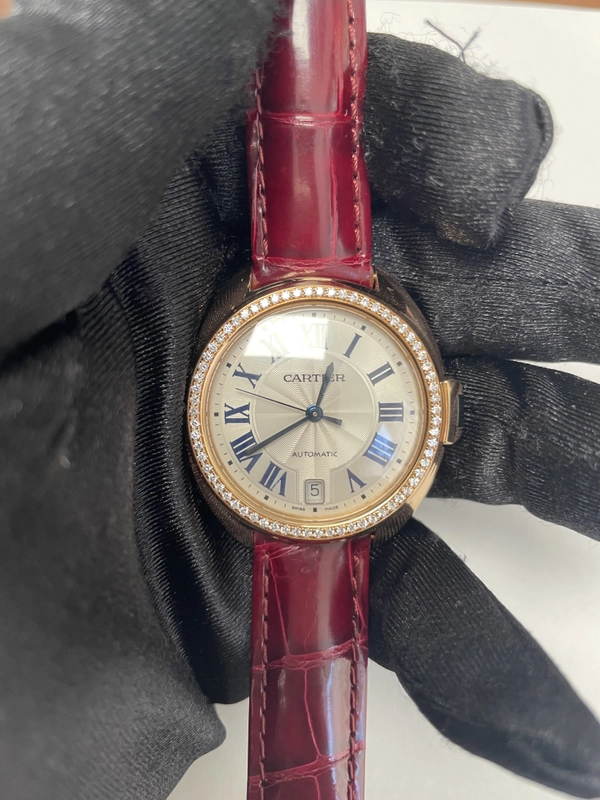 Cartier Cle Silver Dial on Leather Ref. 3950 Card 2017 view 2