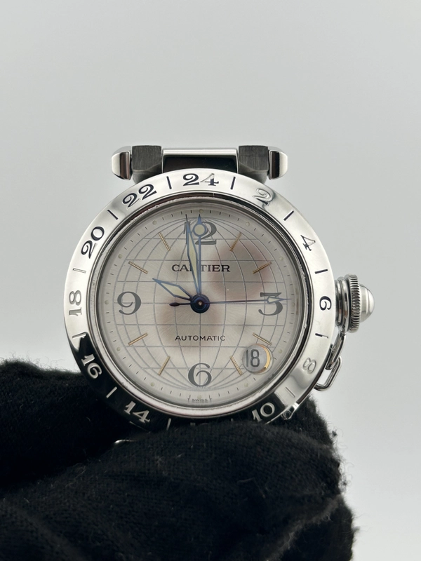 Cartier Pasha C Silver Dial on Stainless Steel Bracelet Ref. W31029M7 view 3