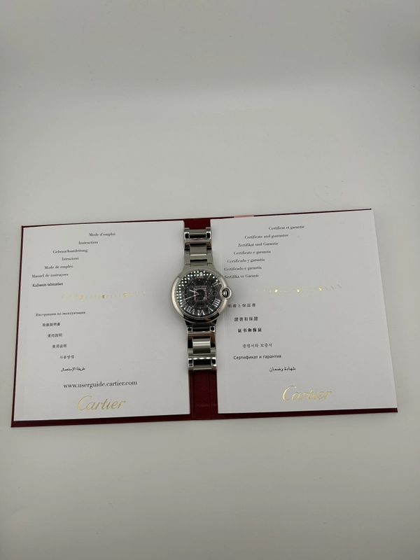 Cartier Ballon Bleu Black Roman Numerals Dial on Stainless Steel Bracelet Ref. W6920042 Manuals Only view 7