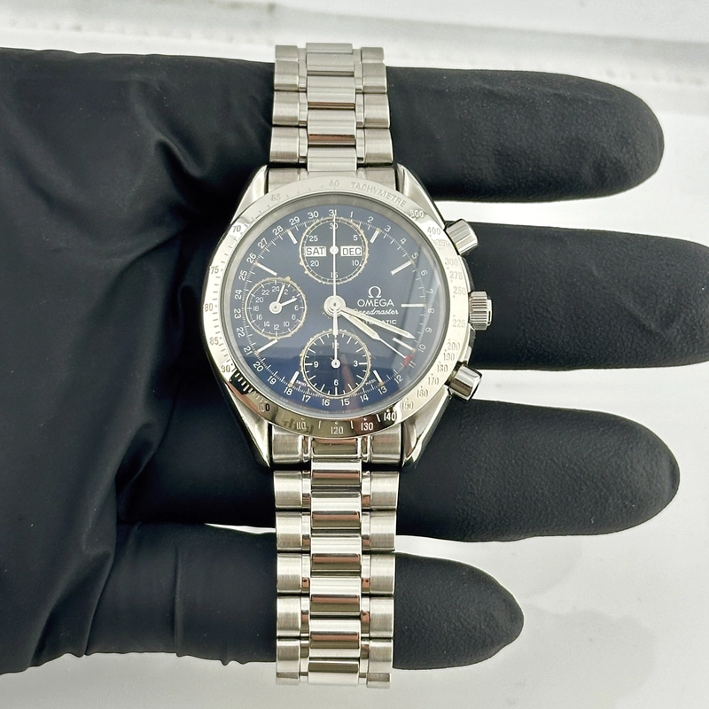 Omega Speedmaster Day Date Blue Dial on Stainless Steel Bracelet Ref. 3521.80.00 view 2