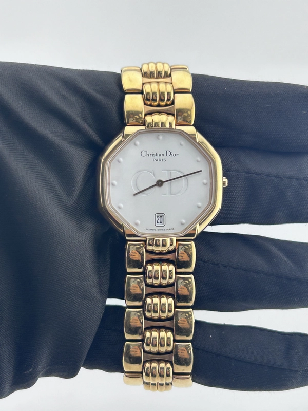 Christian Dior Octagon White Dial on Stainless Steel Ref. 45.154