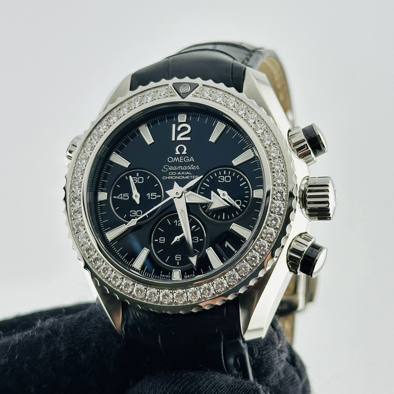 Omega Planet Ocean 600M Black Dial on Leather Band Ref. 222.18.38.50.01.001 Card Open Date view 3