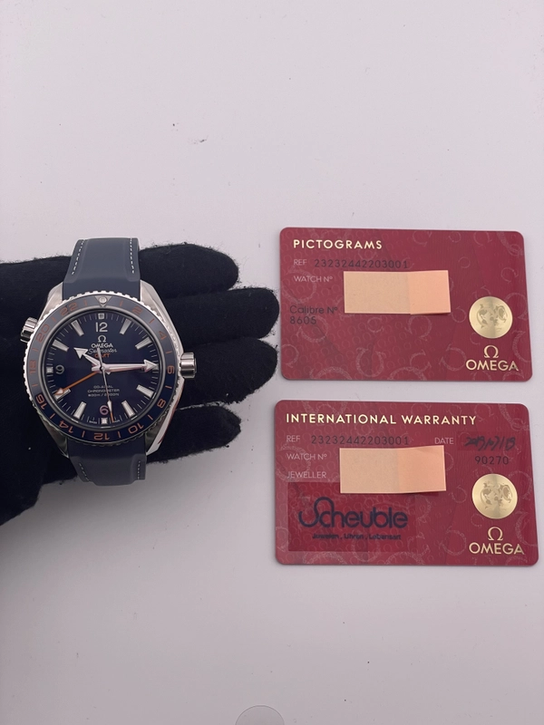Omega Seamaster Planet Ocean 600M Blue Dial on Blue Rubber Strap Ref. 232.32.44.22.03.001 Card 2019 view 7