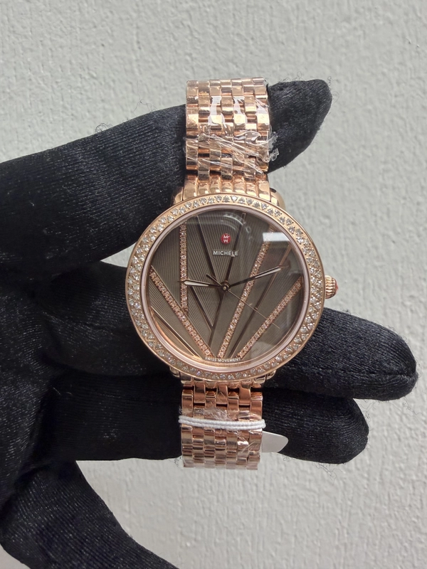 Michele Brown Dial Set With Diamonds Dial Ref. MWW21B000113 Card Open Date view 2