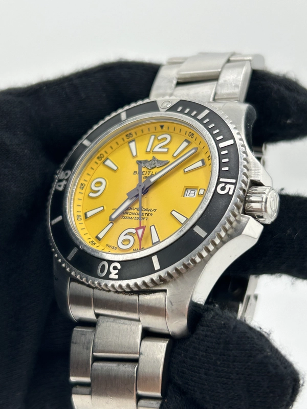 Breitling Superocean Yellow Dial on Stainless Steel Bracelet Ref. A17367 Card view 3