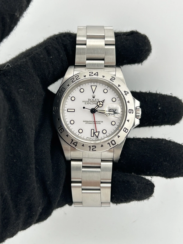 Rolex Explorer II White Dial on Oyster Steel Bracelet Ref. 16570 Papers view 2
