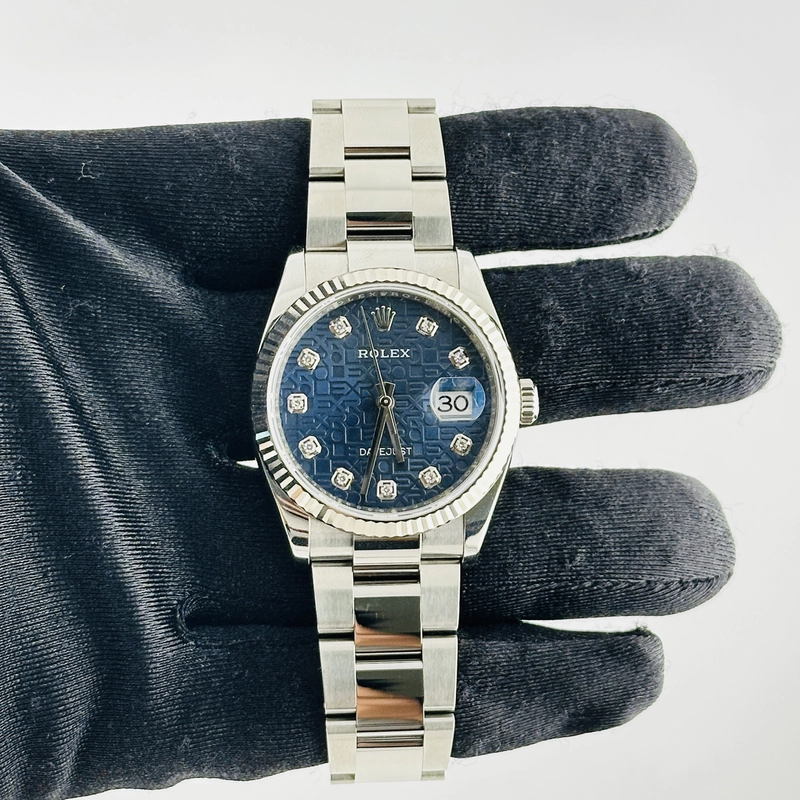 Rolex Datejust Blue Jubilee Diamond Factory Dial on Oyster Bracelet Ref. 126234 Card 2020 view 2
