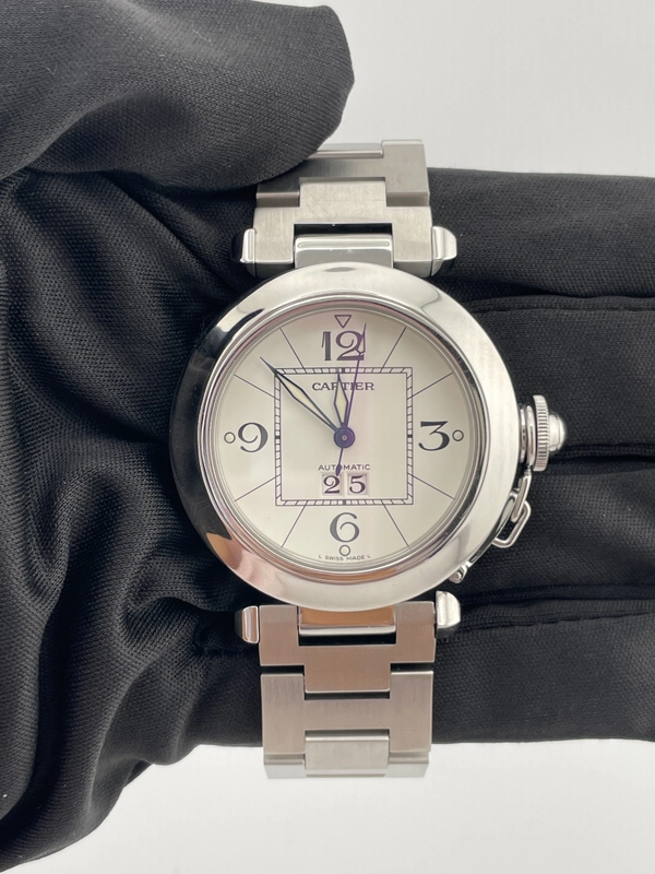 Cartier Pasha C White Dial on Stainless Steel Bracelet Ref. W31055M7 view 2