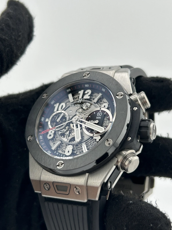 Hublot Big Bang Unico Gray Skeleton Dial on Black Rubber Band Ref. 411.NM.1170.RX with Box view 3