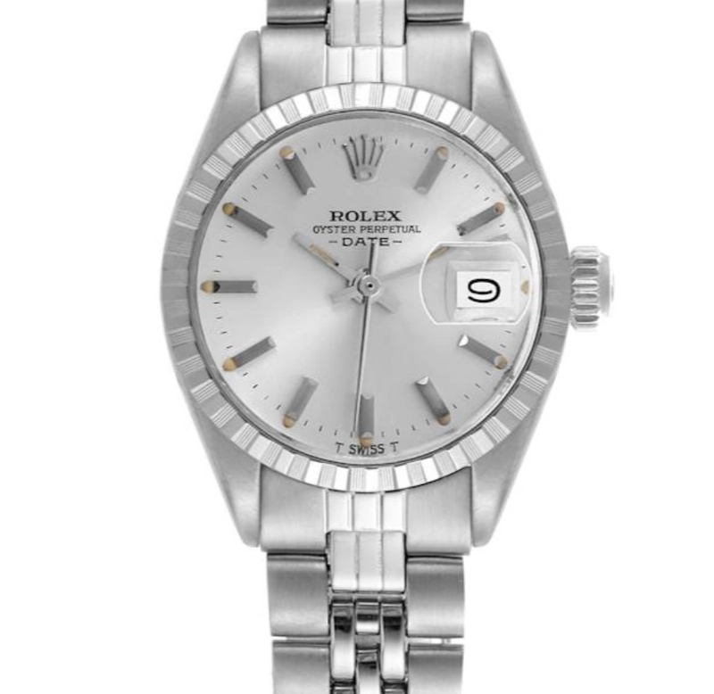 Rolex Date Silver Baton Dial Dial on Jubilee D Link Ref. 6924 1975 — Saleh Jewelers