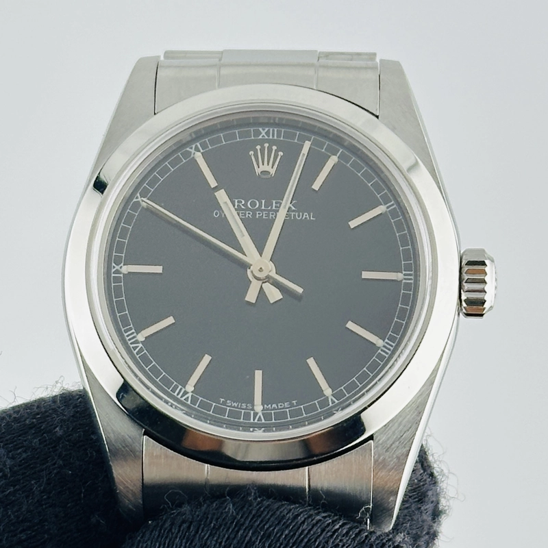 Rolex Oyster Perpetual Black Dial on Oyster Bracelet Ref. 77080 Papers Open Date view 2