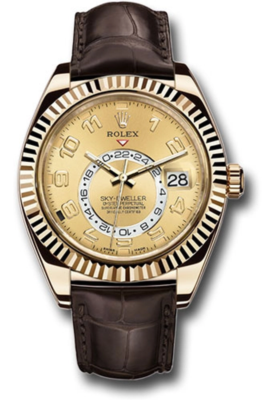 Rolex Sky Dweller Champagne Arabic Dial on Leather Ref. 326138 Card 2021