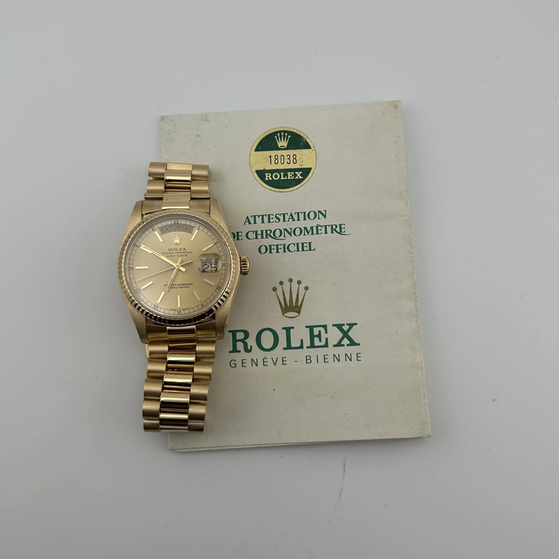 Rolex Day Date 36 Champagne Dial on President Ref. 18038 Papers 1981 view 7