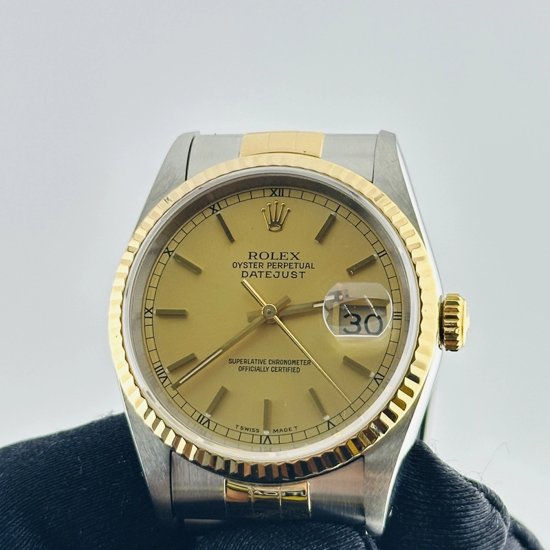 Rolex Datejust Champagne Stick Dial on D Link Jubilee Ref. 16233 Papers 1993 view 3