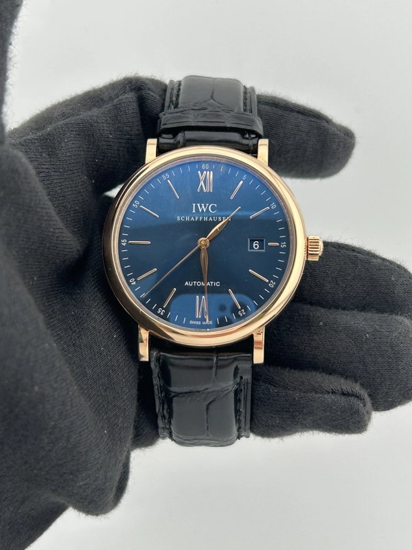 Iwc Portofino Blue Dial on Leather Strap Ref. IW356522 Complete 2021 view 2
