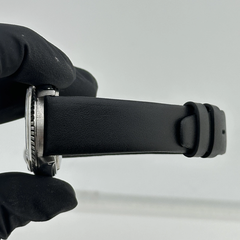 Rolex Datejust Silver Stick Dial on Generic Black Leather Strap Ref. 16030 1981 view 5