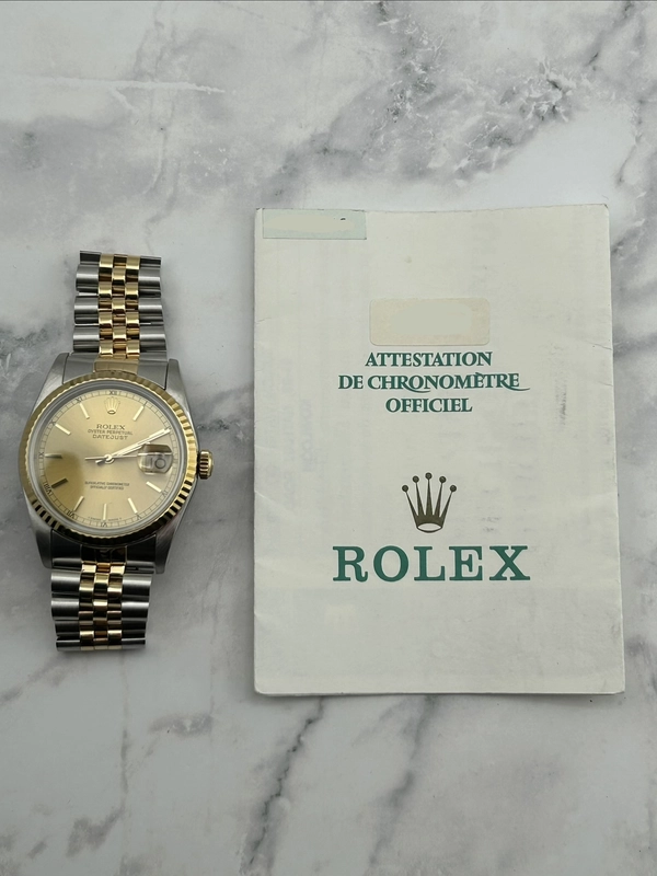 Rolex Datejust Champagne Stick Dial on D Link Jubilee Ref. 16233 Papers 1990 view 7