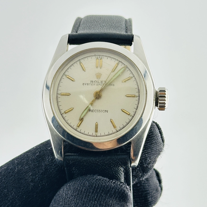 Rolex Oyster Speed-King Silver W Gold Stick Dial on Generic Leather Band Ref. 6056 1963 view 2