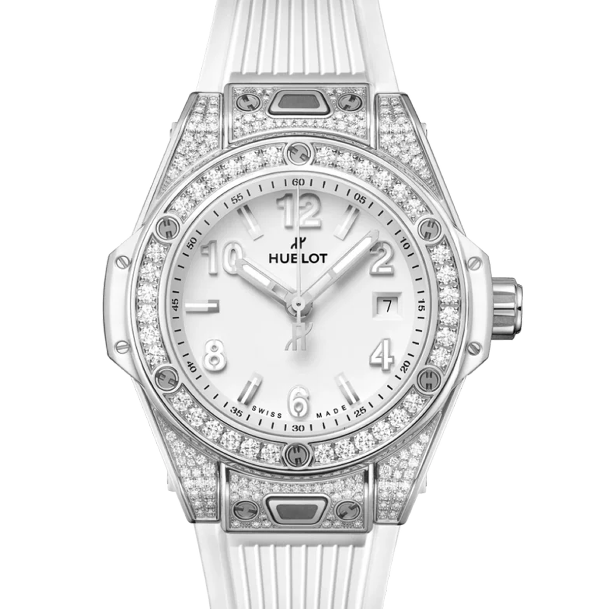 Hublot Hublot Big Bang one click 33mm white on strap with diamond on case and bezel 485SE2010RW1604