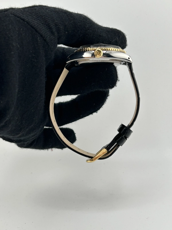 Rolex Datejust Turn-o-Graph Champagne Stick Dial on Generic Black Leather Band Ref. 6609 1958 view 6