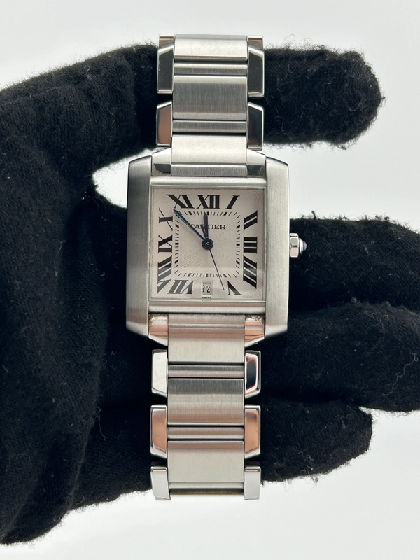 Cartier Tank Francaise Silver Dial on Stainless Steel Bracelet Ref. W51002Q3 view 2