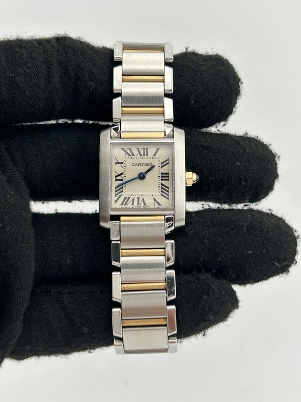 Cartier Tank Francaise Silver Roman Dial on 2 Tone Bracelet Ref. W51007Q4 view 2