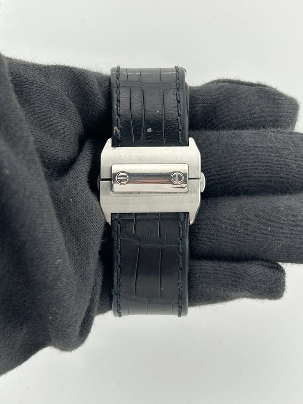 Cartier Santos 100 Large Silver Roman Numerals Dial on Leather Ref. W2007GX Manuals Only view 3