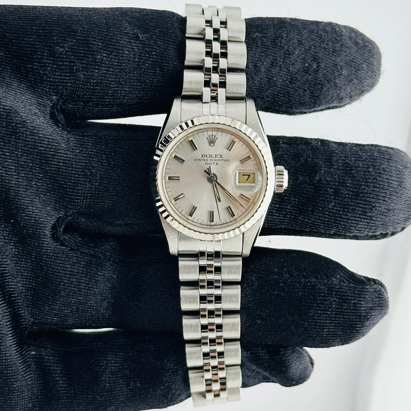 Rolex Datejust Lady Silver Stick Dial on Jubilee Ref. 69174 Papers 1985
