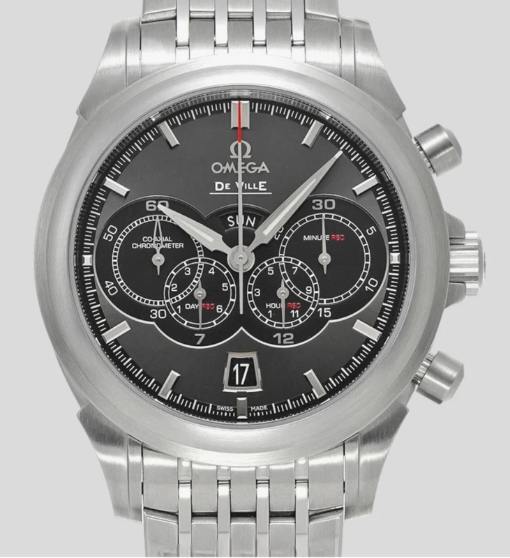 Omega De Ville Co-Axial Grey Dial on Stainless Steel Bracelet Ref. 422.10.41.52.06.001 Complete Open Date