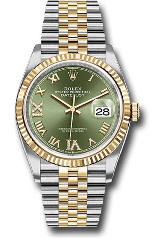 Rolex Datejust Olive Green Roman Dial on Jubilee Ref. 126233 Card 2026