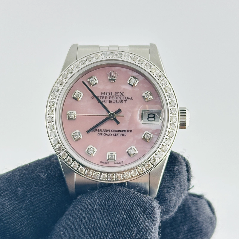 Rolex Datejust Am Pink Mop Diamond Dial on D Link Jubilee Bracelet Ref. 68240 1999 view 2