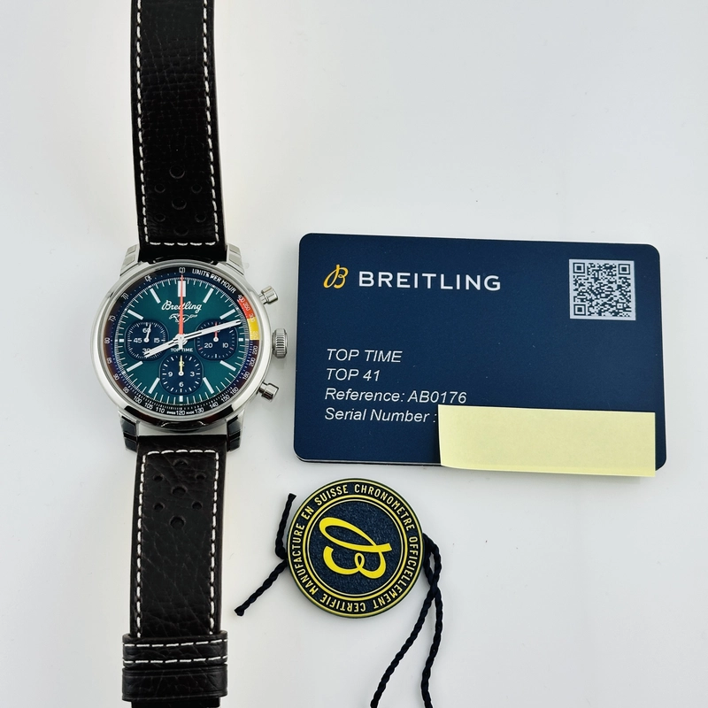 Breitling Top Time Green Dial on Leather Strap Ref. AB01762A1L1X1 Card 2025 view 6