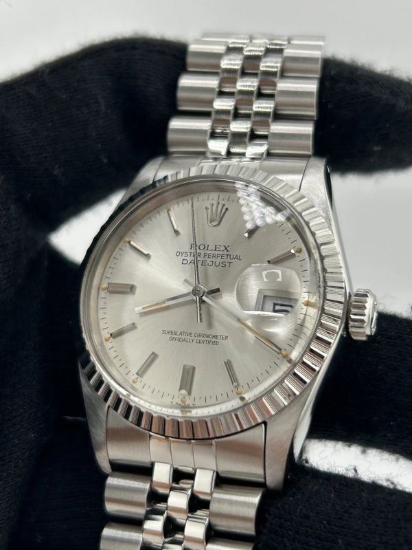Rolex Datejust 36 Silver Stick Dial on Jubilee D Link Bracelet Ref. 16030 1984 view 3